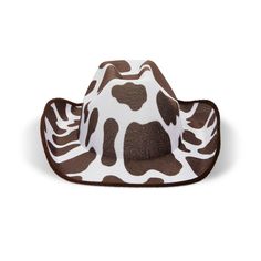 Instantly elevate your costume for a costume party, Halloween party, rodeo, festival, or performance with this fun cowboy hat. The white and brown cow print cowboy hat is ideal for showing off your style while line dancing, bull riding, or simply running errands. The comfortable and breathable EVA velvet will be sure to block out the sun and keep your head cool. The western hat measures 14.2 x 11.5 x 5 inches and has an elastic string to comfortably fit on most youth head sizes. White Brimmed Rodeo Costume Hat, White Brimmed Costume Hat For Rodeo, Western White Costume Hats And Headpieces For Summer, White Brimmed Hat For Rodeo, White Western Costume Hats And Headpieces For Summer, White Western Rodeo Costume Hat, Western White Costume Hats And Headpieces For Rodeo, Western White Costume Hats For Country Events, White Western Costume Hats And Headpieces