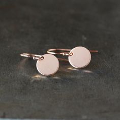 Rose Gold Circle Earrings, 14k Gold Filled, Mini Drops, Sweet Everyday Style, Pink Disc Earrings, El Minimalist Rose Gold Jewelry With Matching Earrings, Simple Rose Gold 14k Gold Filled Hoop Earrings, Rose Gold Copper Drop Earrings, Hypoallergenic Rose Gold Earrings For Everyday Wear, Hypoallergenic Rose Gold Everyday Earrings, Rose Gold Dangle Jewelry With Lever Back Ear Wires, Minimalist Rose Gold Dangle Hoop Earrings, Rose Gold Copper Dangle Earrings, Simple Hypoallergenic Rose Gold Jewelry