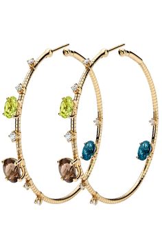 MATTIA CIELO-4cm Rugiada Peridot Topaz Earrings-YELLOW GOLD Gold Elegant Hoop Earrings With Gemstone Accents, Elegant Gold Hoop Earrings With Gemstone Accents, Gold Plated Yellow Gold Hoop Earrings With Gemstone, Gold Hoop Earrings With Gemstone Accents, Luxury Gold Hoop Earrings With Gemstone, Gold Topaz Gemstone Earrings, Gold-plated Yellow Gold Earrings With Gemstone Accents, Elegant Multi-stone Hoop Jewelry, Luxury Gold Gemstone Hoop Earrings