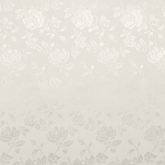 a white wallpaper with flowers and leaves in the middle, on top of it