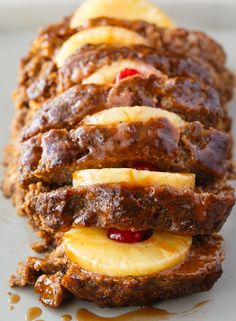 meatloaf with apples and pineapples on top