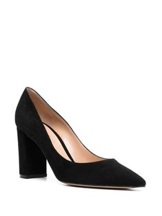 Gianvito Rossi Piper 85mm Suede Pumps - Farfetch Black Suede Pumps, Blue Pumps, Suede Pumps, Suede Heels, Gianvito Rossi, Pumps Heels, Black Suede, Calf Leather, Block Heels