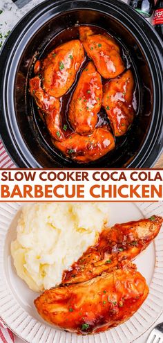 slow cooker coca cola barbecue chicken is an easy and delicious meal that's ready in less than 30 minutes