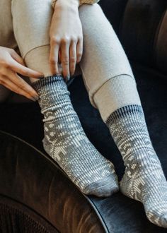 A classic Scandinavian women's boot sock knit with a non-itch wool blend and heavier gauge needles for extra comfort and coziness. Pairs perfectly with your favourite winter boots! Details: Size Guide One size fits most.Recommended Women's US shoe size 6-10, Euro 36 - 41. Materials 54% Polyester, 19% Nylon, 19% Acrylic, 6% Wool, 2% SpandexMade in China Care Instructions Machine wash cold, no chlorine bleach,hang dry recommended. Scandinavian Style Winter Socks With Fair Isle Pattern, Comfortable Knitted Winter Socks, Winter Knitted Socks For Stocking Stuffers, Comfy Warm Socks For Winter, Cozy Winter Socks For Stocking Stuffers, Snug Comfortable Winter Socks, Comfortable Socks For Winter Stocking Stuffers, Nordic Knitted Winter Socks, Comfortable Knitted Gray Socks