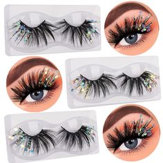 3 set of 25mm mink eyelashes are thick, with multiple layers of eyelashes.Super popular sequins UV decorative eyelashes, giving your eyes an amazing and dramatic appearance. Queen Mermaid, Glitter Lashes, Diy Lashes, Mermaid Makeup, Airbrush Makeup, Faux Mink Lashes, Lip Brush, Glitter Makeup