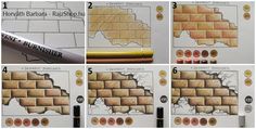 the instructions for how to make a brick wall with markers and pencils on it