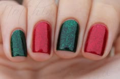 Christmas Nail Green, Nail Green, Red Christmas Nails, Christmas Gel, Christmas Nails Easy, Nail Polish Ideas