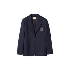 Miu Miu soft mohair blazer with contrast logo embroidery on the chest Notch lapels; button fronts Long sleeves; button cuffs Chest patch pocket; front patch pockets Menswear fit Back vent Mohair/wool Made in Italy Miu Miu Blazer, Pockets Menswear, Outer Jacket, Fit Back, Mohair Wool, Logo Embroidery, Embroidery Logo, Logo Embroidered, Miu Miu