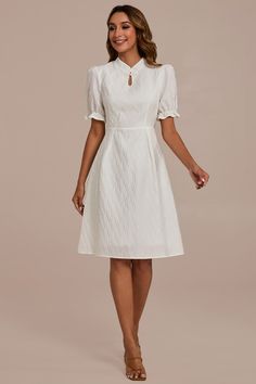 White Textured Puff Sleeve Midi Dress Confirmation Dresses White, Confirmation Dresses, Dressy Dress, Puff Sleeve Midi Dress, Simple Kurti Designs, Textured Dress, Girl Needs, Dressy Dresses, Reception Dress