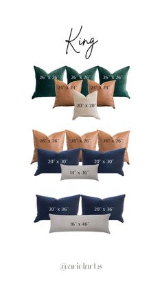 four pillows with different sizes and colors