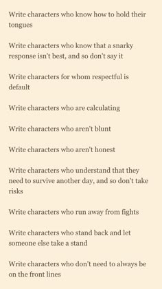 the rules for writing characters who are not allowed to use in an interactive text book