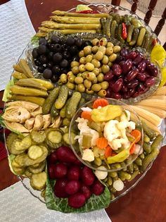 a platter filled with different types of vegetables