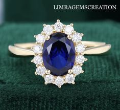 WELCOME TO LIMRAGEMSCREATION 925 Sterling Silver Blue Sapphire Ring-Alternative Ring-Elegant Ring-Bridal Promise Ring-Inspired Ring-One Of Kind Ring-Christmas Gift Ring- Specifications:- ❥ Stone - Lab Grown Blue Sapphire ❥ Stone Size - 8 x 10 mm ❥ Shaped - Oval Cut ❥ Side Stone - Simulated White diamonds Cz ❥ Ring Size: I offer more than one (Contact us if your ring size is not available in the listing) ❥ Color: Silver, Gold, Rose Gold, White Gold or Black Rhodium ❥ Material: 925 Sterling Silver, 14K/18K/22K Solid Gold ---> ❥ Makes a Wonderful Gift for your Girlfriend, Wife, Mother and Friend or Simply an Excellent Addition to Your Jewelry Collection --------------------------------------------------------------------------------------------------------------------------------------------- Heirloom Style Sapphire Ring With Halo Design, Blue Cluster Ring With Halo For Wedding, Blue Halo Cluster Ring For Wedding, Sapphire Cluster Ring With Halo Design For Gift, Sapphire Cluster Ring With Halo Design As Gift, Handmade Sapphire Ring For Wedding, Elegant Handmade Sapphire Ring, Handmade Elegant Sapphire Ring, Blue Sterling Silver Cluster Ring For Wedding