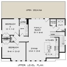 the upper level floor plan for a home