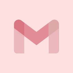 the letter m is made up of pink and red shapes on a light pink background