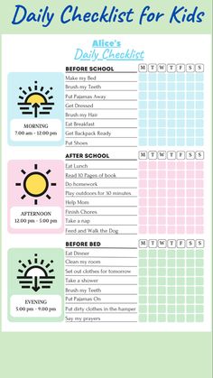 Help Your Kids Stay Focused with an Editable Daily Checklist Daily Schedule Kids Template, Sample Daily Routine Schedule For Adults, How To Make A Daily Routine, Daily Routine Checklist Free Printable, Kids Task Chart Ideas, Kids To Do List Printable Free, Chore List For Kids By Age, Kids Checklist Daily Routines, School Time Table Template