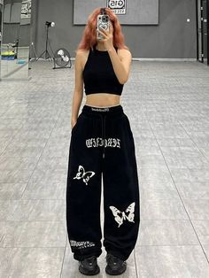 Dodobye PInk Y2k Women's Sports Pants Streetwear Baggy Bufferfly Pattern Kpop Wide Leg Trouser Hip Hop Casual Sweatpants FemaleSPECIFICATIONSBrand Name: DodobyeStyle: Y2KAge: JUNIOROrigin: Mainland US(Origin)CN: ZhejiangSeason: All seasonWaist Type: highDecoration: AppliquesDecoration: PocketsDecoration: vintageElasticity: Non StrechFabric Type: BroadclothPattern Type: bufferflyPant Style: Wide leg pantsMaterial: POLYESTERFit Type: LOOSELength: full lengthPlace Of Origin: US(Origin) (mainland)Cl Black Y2k Bottoms With Letter Print, Y2k Black Bottoms With Letter Print, 90s Style Black Summer Pants, Black 90s Style Summer Pants, Y2k Letter Print Pants For Streetwear, Y2k Streetwear Bottoms With Letter Print, Y2k Wide Leg Sweatpants For Streetwear, Y2k Style Cotton Sweatpants For Streetwear, Y2k Streetwear Pants With Letter Print