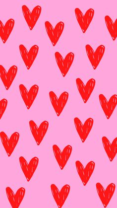 many red hearts on a purple background