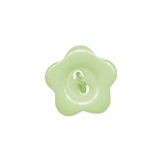 a green flower shaped button on a white background