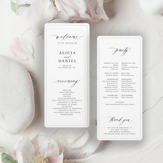 Modern minimalist black and white wedding program