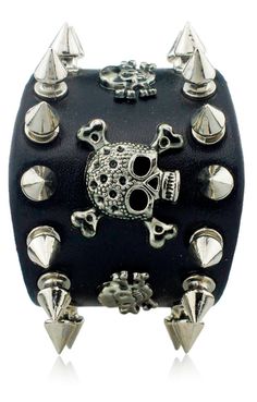 Gothic Bracelet | Skull Action Gothic Bands, Skull Bracelets, Skeleton Bracelet, Studs And Spikes, Gothic Bracelet, Metal Skull, Small Skull, Wide Cuff Bracelets, Rock Punk