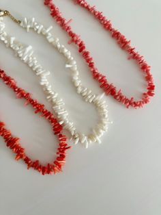 White Coral Necklace, Red Coral Necklace, Coral Beads Necklace, Enamel Necklaces, White Coral, Coral Necklace, Chain Extenders, Enamel Bracelet, Coral Beads