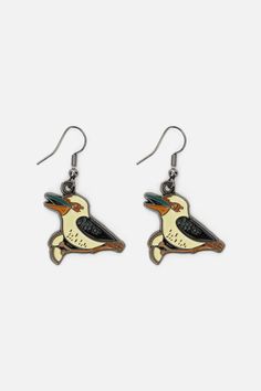 Kookaburra Earrings- Princess Highway exclusive- Native Australian Wildlife- Kookaburra design- Hook ring Product Code: PWFY136 Native Australians, Nickel Allergy, Princess Highway, Australian Wildlife, Goods And Service Tax, Goods And Services, Ring, Design