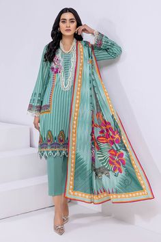 Spring Simple Outfits for girls Lawn Shirts, Embroidered Neckline, Ladies Clothing, Suit Fabric, Shalwar Kameez