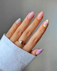 Simple Spring Nails, April Nails, Cute Spring Nails, Striped Nails, Spring Nail Art, Pastel Nails, Spring Nail, Nail Designs Spring, Floral Nails