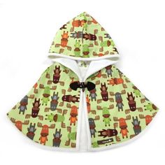 Kinderspel Hooded Cape – Soft Cotton Baby Cape with Stylish Hood and Easy Buckle Closure Keep your baby warm and stylish with the Kinderspel Hooded Cape. Designed to offer comfort and cuteness during chilly days, this cape features a lightweight yet cozy cotton fabric with a silky-soft feel. The adorable patterns and vibrant colors ensure your little one stands out, while the easy buckle closure and shoulder line help keep the cape in place for hassle-free wear. Whether for playtime or outings, Fun Winter Outerwear For Playtime, Fun Cotton Winter Outerwear, Playful Outerwear With Cartoon Print For Playtime, Playful Cartoon Print Outerwear For Playtime, Playful Cartoon Print Outerwear, Playful Green Winter Outerwear, Hooded Cape, Baby Deer, Baby Warmer