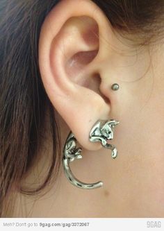 cool earring Types Of Earrings, Ear Piercing, Cat Jewelry, Cat Earrings, Elegant Earrings, Piercing Jewelry, Tattoos And Piercings, Ring Set, Ear Piercings