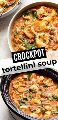 Warm up your evenings with a bowl of this deliciously comforting sausage and tortellini soup, effortlessly made in your crockpot. Perfect for busy days, this recipe combines savory sausage, tender tortellini, and a medley of vegetables, all simmered to perfection. Let your slow cooker do the work while you enjoy the rich, hearty flavors that make this soup a family favorite. Ideal for cozy dinners or meal prepping, this dish is sure to satisfy your cravings and keep you coming back for more. Healthy Comfort Crockpot Meals, Crockpot Recipes Tortellini Soup, Comfort Crock Pot Meals, Vegetable Tortellini Soup Crockpot, Tuscan Tortellini Soup Crock Pot, Crock Pot Cooking Soup, Creamy Sausage Tortellini Soup Crockpot, Crock Pot Soup Tortellini, Totelini Soup Easy Crockpot