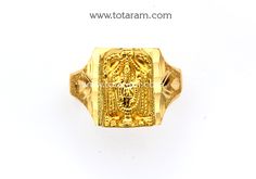 22 Karat Gold 'Balaji' Ring For Men - 235-GR6682 - in 5.450 Grams for USD $486.34. 
Made in India by Totaram Jewelers Online this product is in Gold - 22 Karat BIS Hallmark 916 KDM Gold  & is an excellent gift for Adult - Men. Ships fully insured with secured guaranteed delivery for free with your order over $250 from New Jersey USA & comes with 30 days exchange policy. Balaji Gold Rings For Men, 22k Gold Ring, Mens Gold Rings, Ring For Men, Mens Gold, Gifts For Adults, 22k Gold, New Jersey, Gold Jewelry