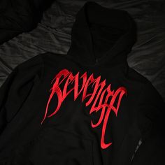 Red & Black Revenge Hoodie - Size Large - Embroidered Design No Tear Or Rips Deadstock Hoodie Manfufacture Tags Still Inside Hoodie (As Shown In Photos) Red Top With Embroidered Logo For Streetwear, Red Band Merch Sweatshirt For Streetwear, Red Hoodie Sweatshirt With Logo Print, Red Logo Print Hoodie Sweatshirt, Red Long Sleeve Hoodie With Logo Print, Red Long Sleeve Hoodie With Logo, Red Hoodie With Embroidered Logo For Streetwear, Red Hooded Sweatshirt With Embroidered Logo, Red Long Sleeve Hoodie With Embroidered Logo