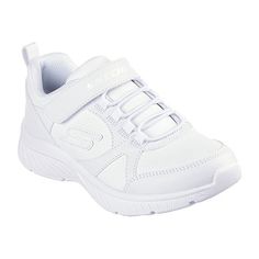 Bungee and strap micro-perf school shoe sneaker.Features: AdaptiveClosure Type: StrapUpper/Outer Base Material: 100% PolyurethaneShoe Lining Material: PolyesterSole Material Content: 100% EvaShoe Strap Type: Adjustable StrapCountry of Origin: Imported Sporty Low-top Running Shoes For School, White Synthetic Walking Shoes With Elastic Laces, Sporty Synthetic Sneakers For School, School Sneakers With Elastic Laces And Round Toe, Non-slip Lace-up Sneakers For School, Sneakers With Elastic Laces For School, Sporty School Sneakers With Elastic Laces, White Sole Slip-on Sneakers For School, Slip-on Sneakers With White Sole For School