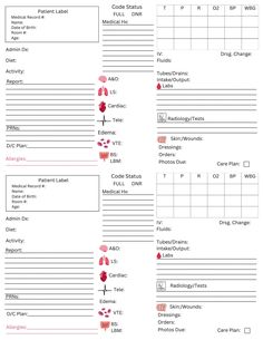 the blood test sheet is shown in red