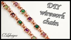 a chain with different colored stones on it and the words diy wirework chain