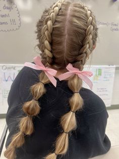 #hairstyles #braids 2 Pigtails Hairstyles, French Braids Into Pigtails, Pig Tail Braid Hairstyle, Volley Hairstyles, Pigtail French Braids, Netball Hairstyles, Wrestling Hairstyles, Gameday Hair, Rugby Hairstyles