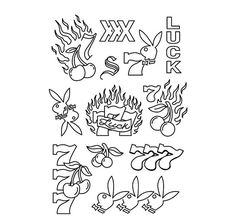 the back side of a coloring page with different symbols and letters on it, including an image