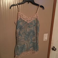 Blue/Green Camisole Sheer Sleeveless Camisole For The Beach, Blue Camisole For Vacation, Blue Spaghetti Strap Tank Top With Lace Trim, Sheer Blue Summer Tops, Sheer Blue Top For Summer, Sheer Blue Tops For Summer, Casual Sheer Sleeveless Camisole, Blue Tank Camisole For Vacation, Blue Camisole Tank Top For Vacation