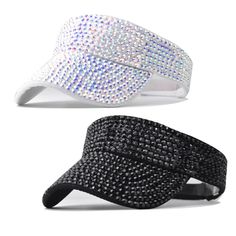 PRICES MAY VARY. 2 Pack Set- This sun visors for women men comes with 2 hat, provides you different choice for your outfits. Suitable for any occasion like beach travel, gardening, hiking, running, tennis, golf. Shiny Rhinestone Decorate- Beautiful shiny rhinestone studded firmly on the visor, fashionable, stylish, unique, ideal for festival or party, makes you charm and attractive in the crowd and let you be the queen of the party. Breathable Summer Hat- This visor is made of high quality Polye Visors For Women, Beach Running, Running On The Beach, Sun Cap, Summer Hat, Rhinestone Studs, Beach Travel, Summer Accessories, Summer Hats