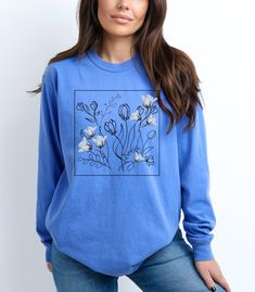 Wild Flower Comfort Colors Long Sleeve Shirt for Women, Cute Mom Flower Shirt, Floral Shirt for Women, Gift for Mom, Mothers Day Gifts - Etsy Fairycore Shirt, Mothers Day Gifts, Flower Shirt, Spring Flower, Wild Flower, Vacation Shirts, Floral Shirt, Pressed Flowers, Spring Flowers