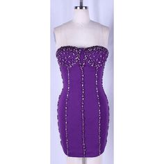 Brand New Strapless Sweetheart Neckline Bra Wire Zipper Back Rhinestones Mini Rhinestone Mini Dress, Strapless Sweetheart Neckline, Sweetheart Neckline, Color Purple, Colorful Dresses, Mini Dress, Brand New, Zipper, Bra