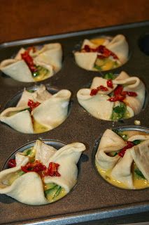 some dumplings are sitting in a muffin tin