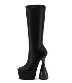 Heel Type: Strange StyleBoot Type: Riding, EquestrianSeason: Spring/AutumnBoot Height: Knee-HighStyle: PunkFashion Element: PlatformPattern Type: SolidHeel Height: Super High (8cm-up)With Platforms: YesPlatform Height: 3-5cmClosure Type: ZIPFit: Fits true to size, take your normal sizeheels: 16cmWaterproof platform height: 4cm Party Mid-calf Boots With Reinforced Heel And Square Toe, Edgy Knee-high Platform Heeled Boots, Fall Platform High Shaft Heeled Boots, Winter Knee-high Boots With Platform And Square Toe, Fall Platform Heeled Boots With High Shaft, Party Knee-high Boots With Platform And Square Toe, Square Toe Platform Knee-high Boots For Party, Wide Calf Knee-high Platform Heeled Boots, Winter High Shaft Platform Boots