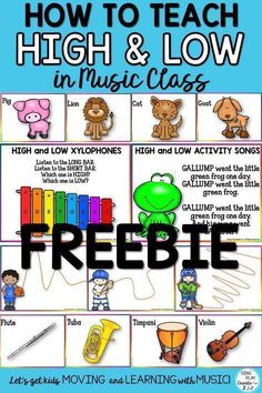 how to teach high and low in music class with freebies for the classroom