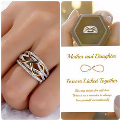 the mother and daughter's wedding ring is shown in three different pictures, including an inter