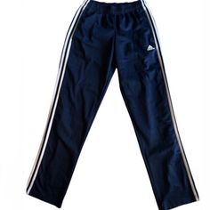 Adidas Blue Athletic Pants Size Small New Without Tags Men’s Athletic Joggers, Casual Navy Adidas Bottoms, Casual Navy Adidas Pants, Casual Navy Pants With Three Stripes, Adidas Cotton Straight Leg Pants, Adidas Sporty Navy Pants, Navy Adidas Sporty Pants, Blue Cotton Pants With Three Stripes, Adidas Navy Sporty Pants