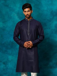 vastramay mens navy blue cotton blend ethnic kurta Traditional Indigo Kurta With Dabka, Transitional Blue Kurta For Traditional Ceremonies, Traditional Indigo Kurta With Pallu, Blue Traditional Fit Kurta For Festive Occasions, Festive Blue Traditional Fit Kurta, Traditional Blue Kurta For Ceremonial Occasions, Traditional Blue Kurta For Ceremonies, Blue Traditional Kurta For Ceremonies, Blue Ceremonial Kurta