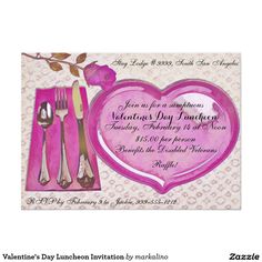 a valentine's day luncheon is set with silverware and pink napkins